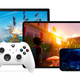 an xbox series s controller against a tablet, a phone, and a laptop against a white background showing xbox cloud gaming